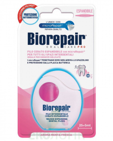 BioRepair Розширююча зубна нитка-флос з гідроксиапатитом та гіалуроновою кислотою, для слабких ясен, 30м